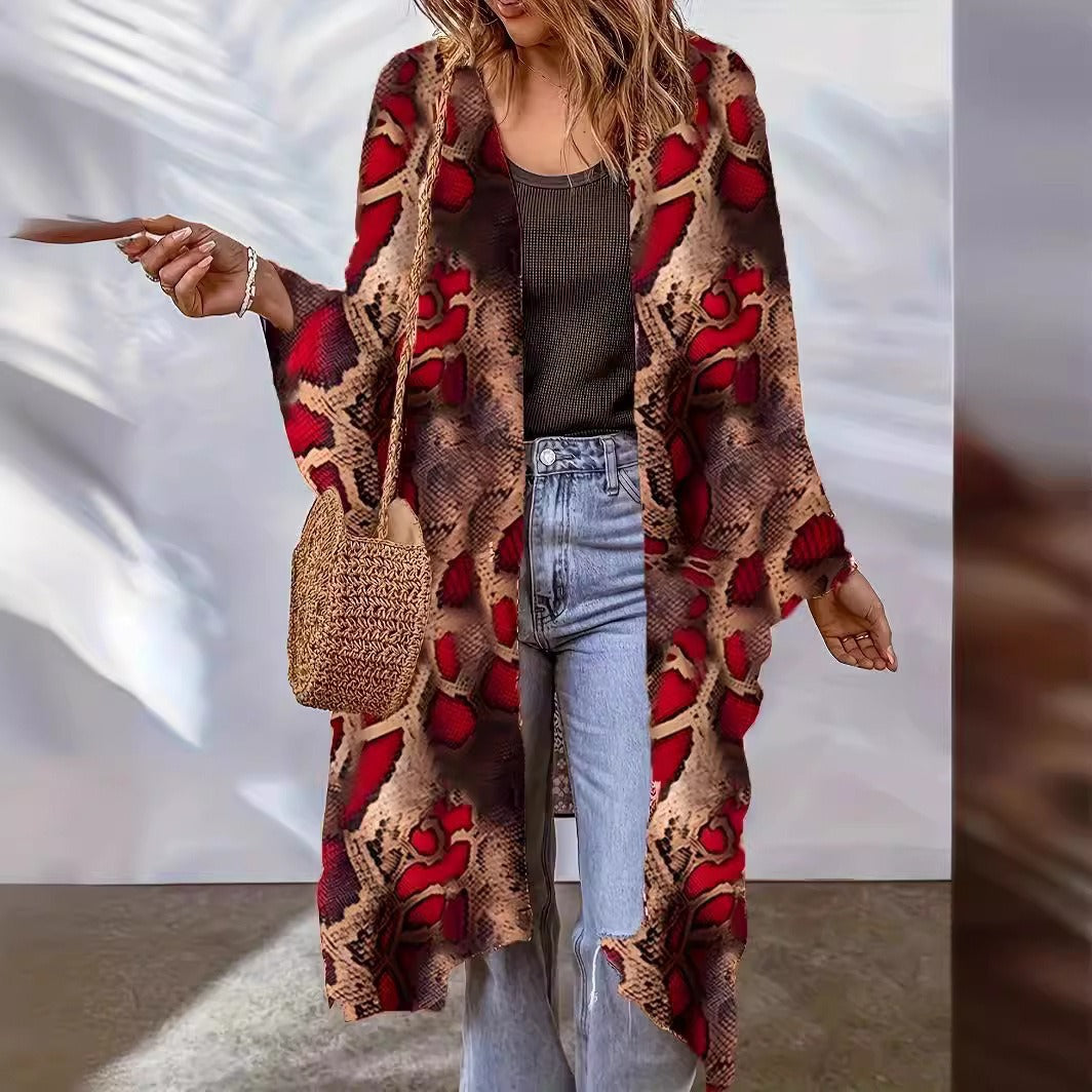 Damen Lässige Kimono-Jacke mit buntem Muster und weitem Schnitt Heidi-Mode