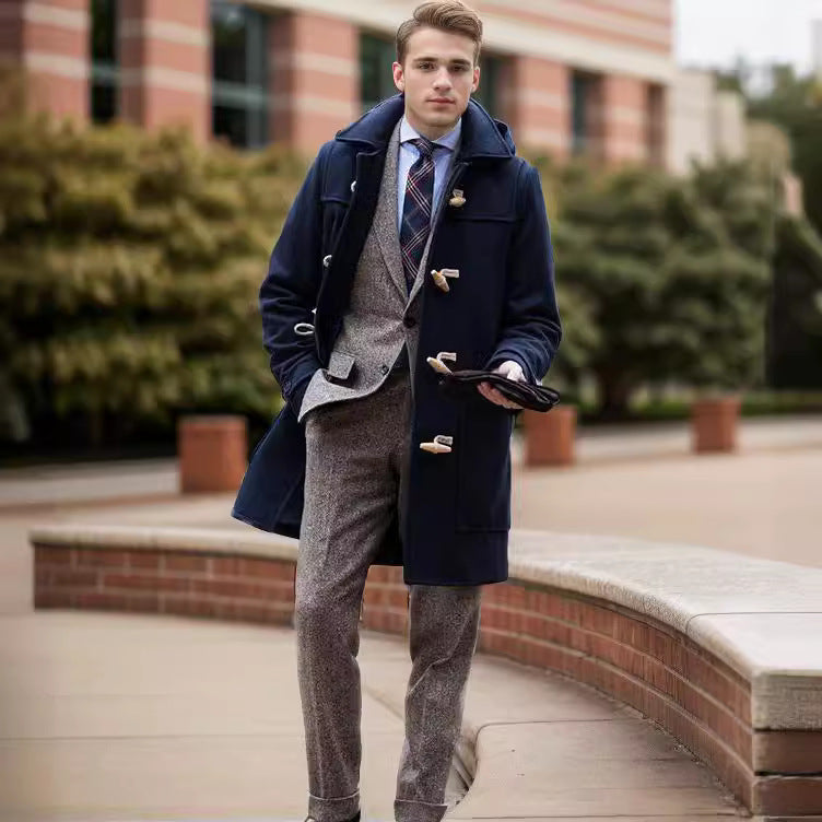 Herren Stilvoller Dufflecoat mit Knopfdetails Heidi-Mode