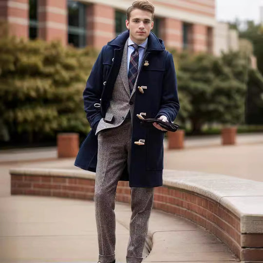 Herren Stilvoller Dufflecoat mit Knopfdetails Heidi-Mode