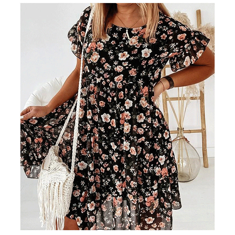 Damen Sommerliches Blumenkleid mit Rüschendetails und lässigem Schnitt Heidi-Mode