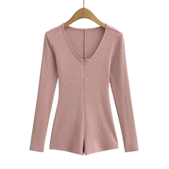 Damen Body mit tiefem V-Ausschnitt und elegantem Reißverschluss Heidi-Mode