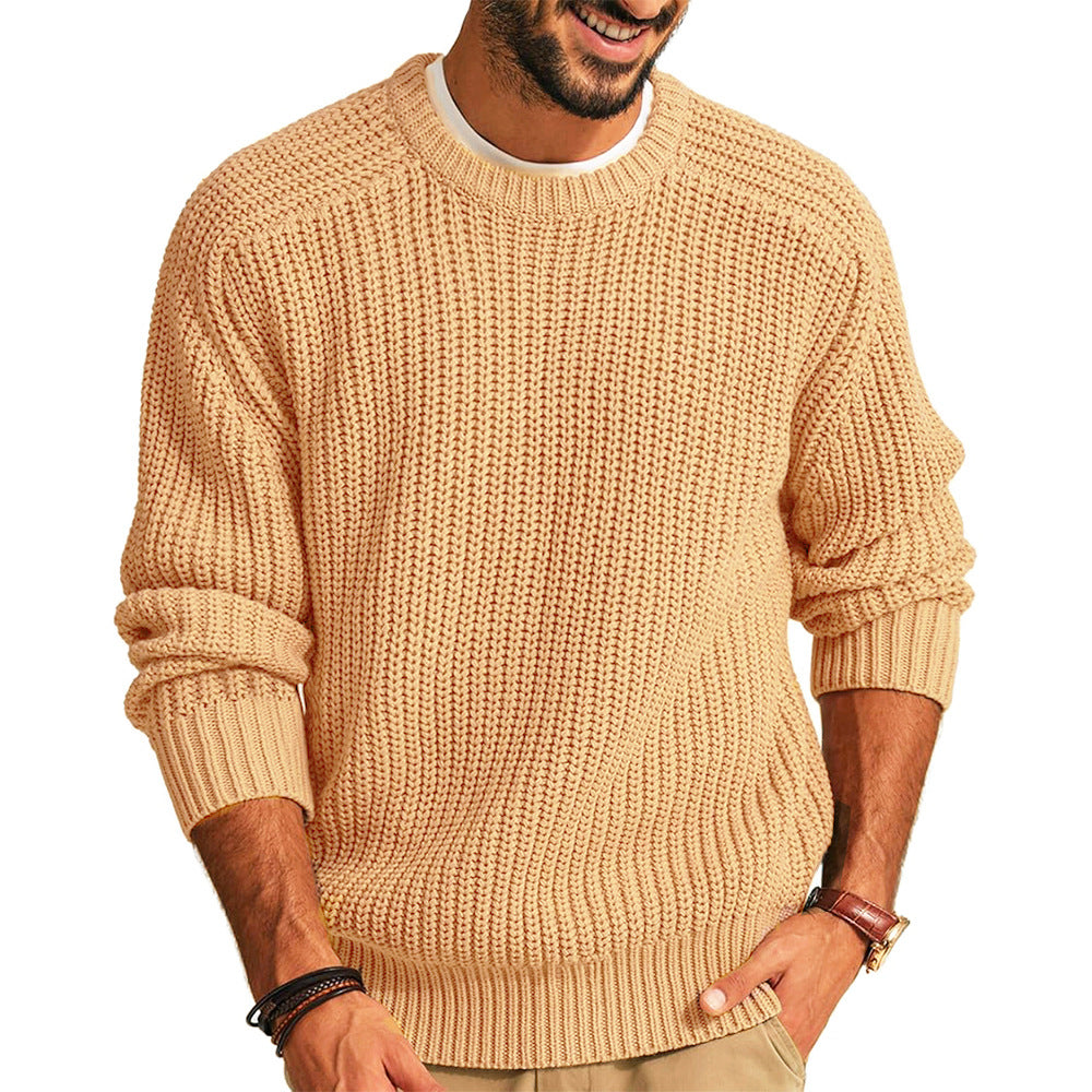 Herren Grobstrick Pullover mit Rundhalsausschnitt und lässigem Schnitt Heidi-Mode