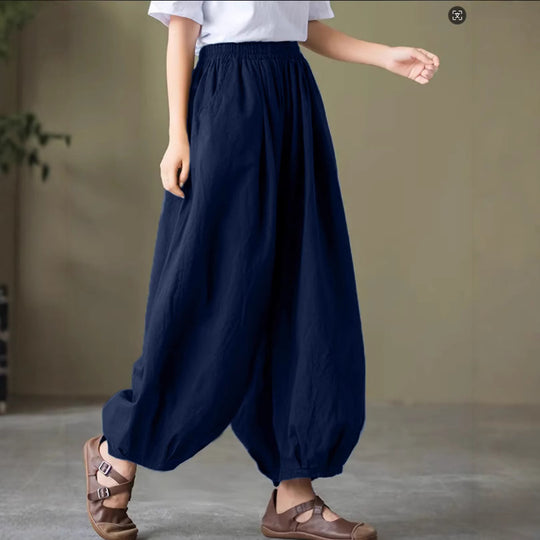 Damen Bequeme lockere Harem-Hose mit elastischem Bund Heidi-Mode