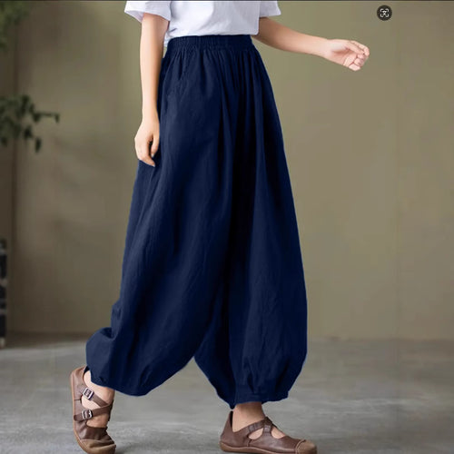Damen Bequeme lockere Harem-Hose mit elastischem Bund Heidi-Mode