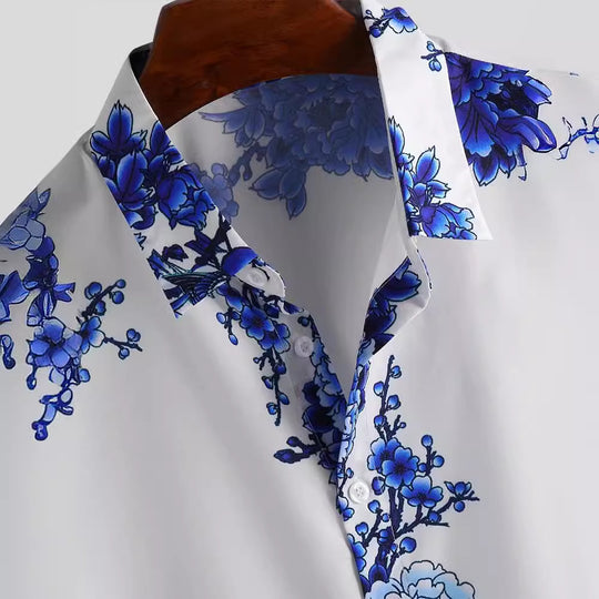 Herren Kurzarmhemd mit elegantem floralem Druck und hochwertigem Material Heidi-Mode