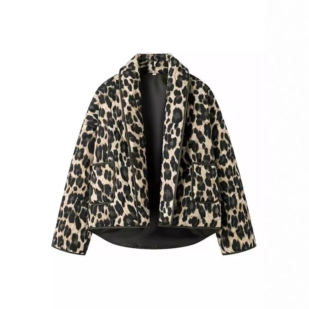 Damen Steppjacke im eleganten Leopardenmuster Heidi-Mode