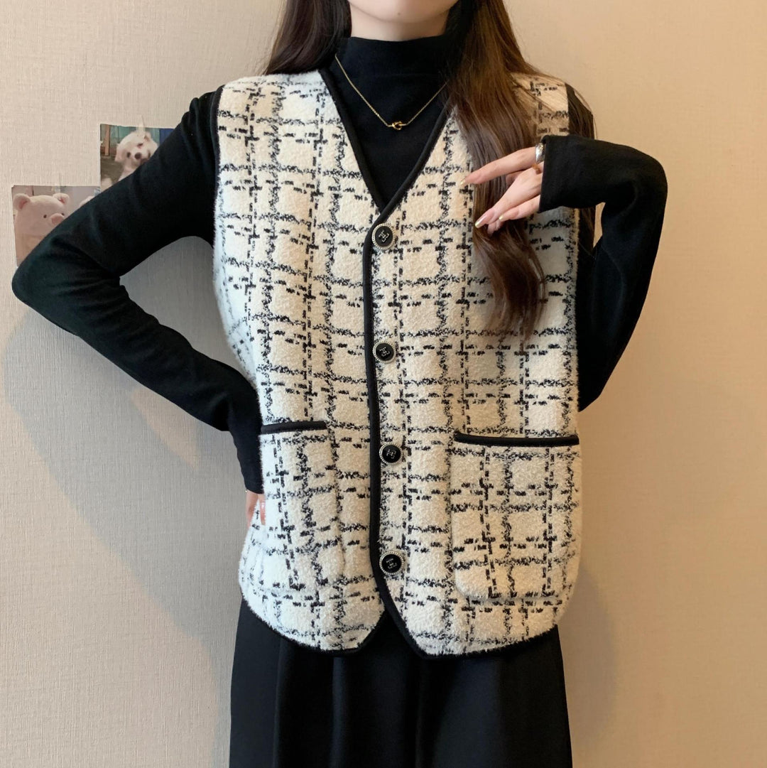 Damen modische Weste mit kontrastierenden Taschen Heidi-Mode
