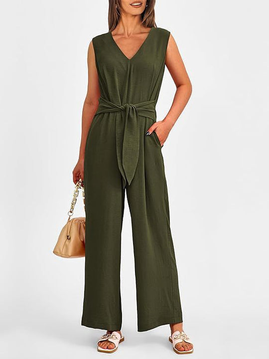 Damen eleganter Jumpsuit mit tailliertem Schnitt und weitem Bein Heidi-Mode
