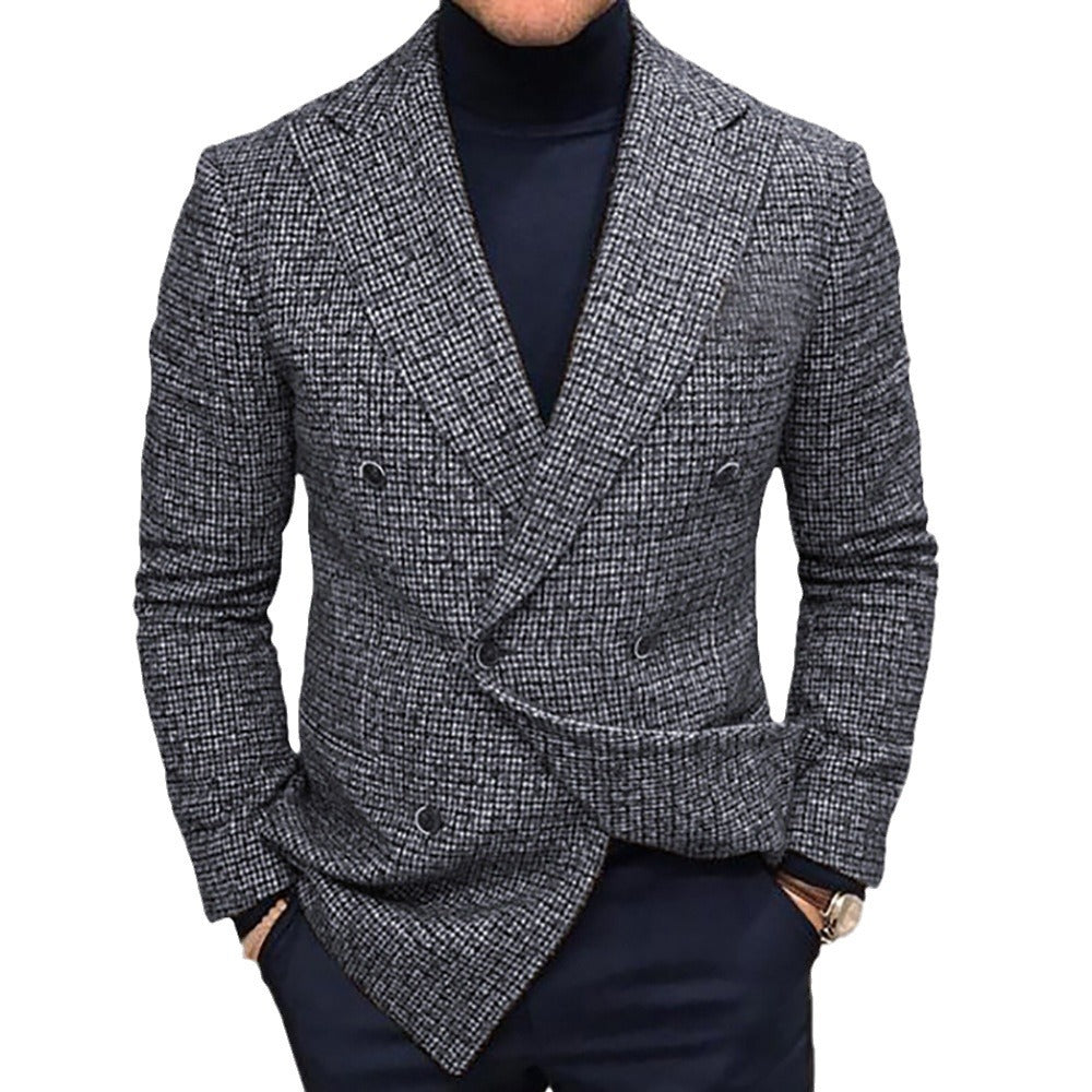 Herren modischer doppelreihiger Blazer mit feinem Strukturdesign Heidi-Mode
