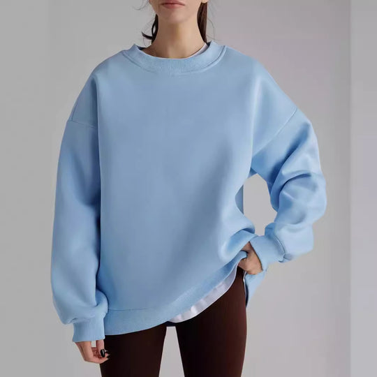 Damen Oversized Sweatshirt mit lässigem Schnitt und hohen Bündchen Heidi-Mode
