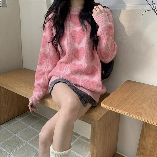 Damen kuscheliger Pullover mit abwechslungsreichem Muster und lässigem Schnitt Heidi-Mode