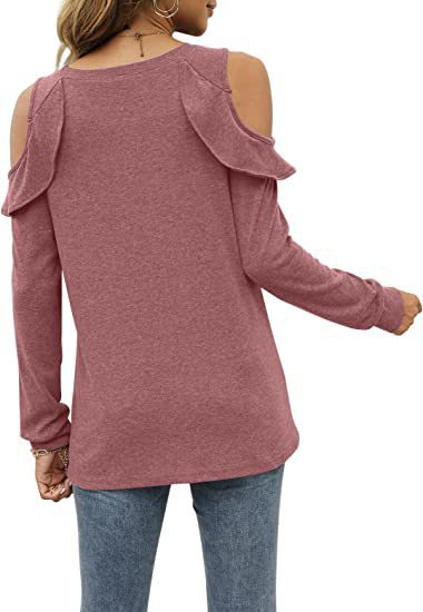 Damen Oberteil mit Schößchen und Cold-Shoulder-Design Heidi-Mode