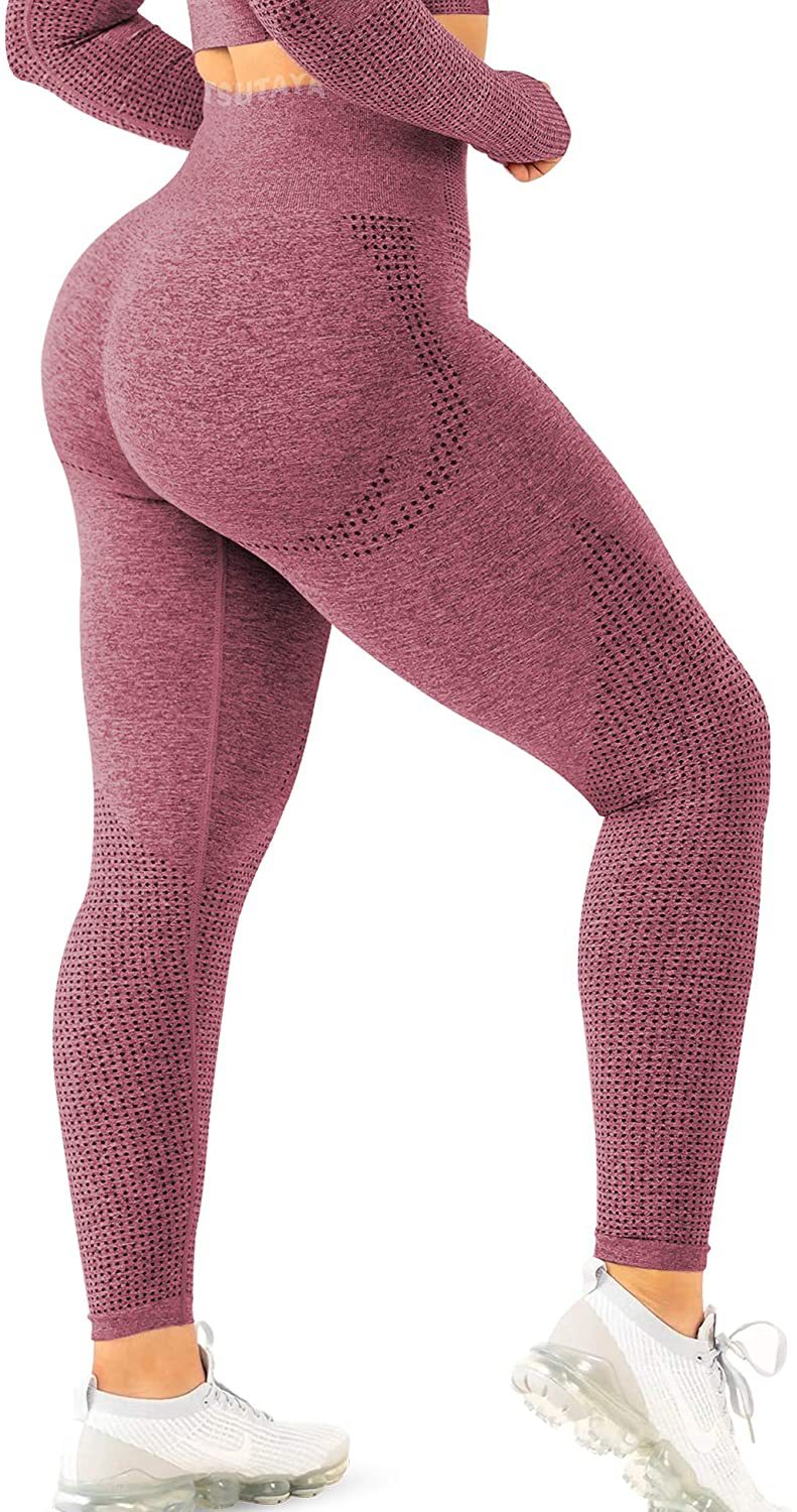 Damen Hohe Performance Fitnessleggings mit strukturierter Oberfläche Heidi-Mode