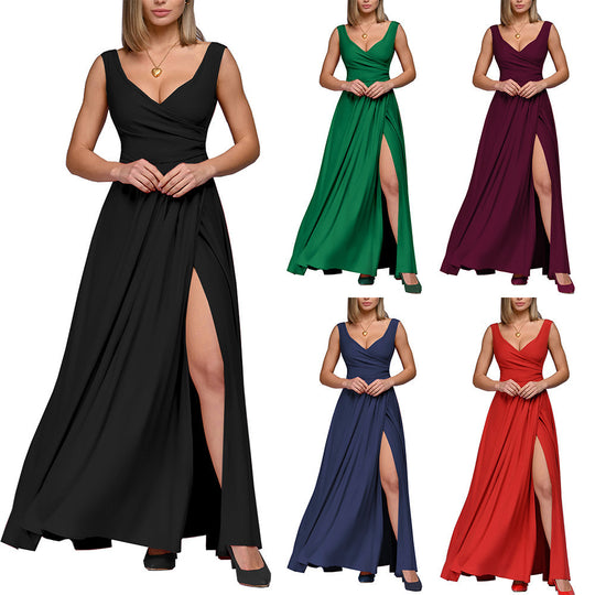 Damen Maxikleid mit elegantem Wickeldesign und seitlichem Schlitz Heidi-Mode