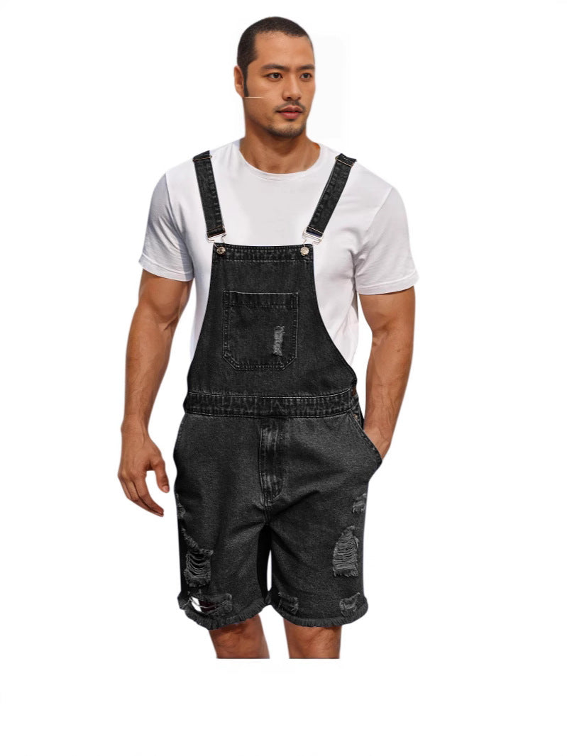 Herren Lässige Denim-Latzhose im distressed Look Heidi-Mode