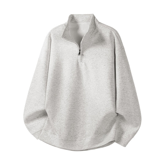 Damen Oversized Fleecepullover mit halb offenem Kragen Heidi-Mode