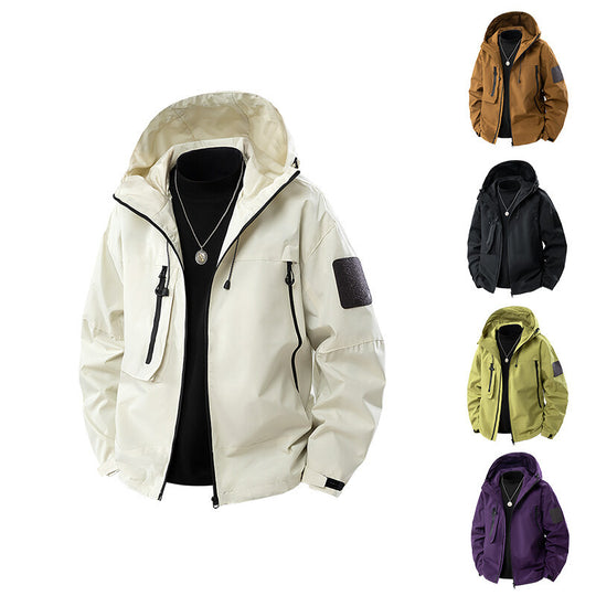 Herren wasserfeste Multifunktionsjacke mit Kapuze und praktischen Taschen Heidi-Mode