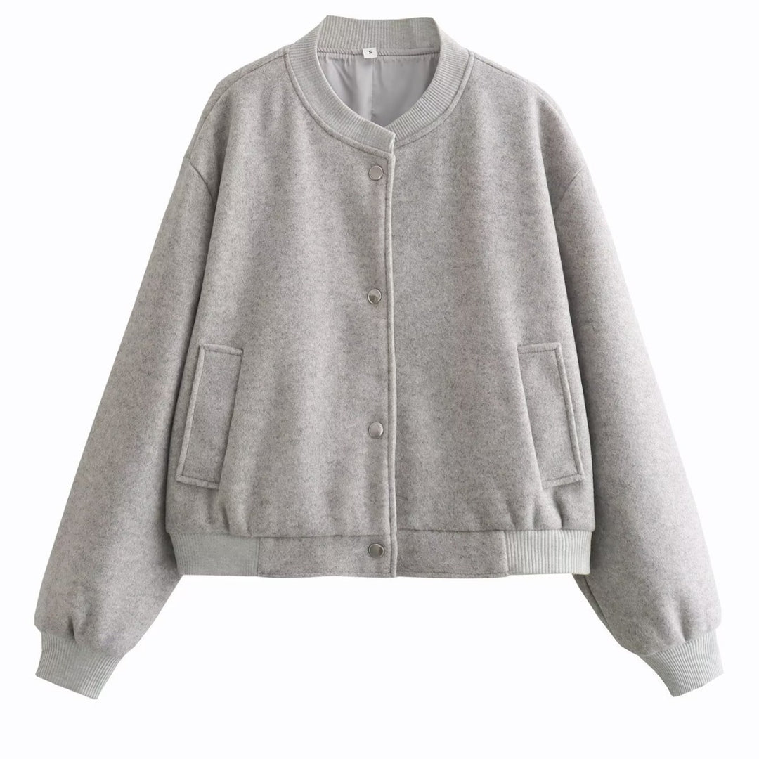Damen lässige Bomberjacke mit elastischem Saum und praktischen Eingrifftaschen Heidi-Mode