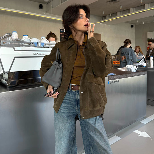 Damen Stilvolle Wildlederjacke mit modernem Schnitt Heidi-Mode