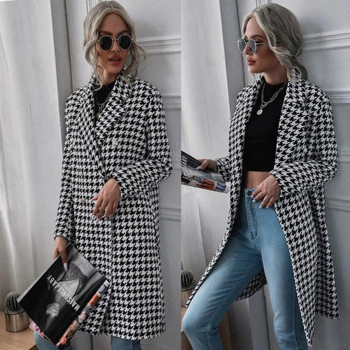 Damen Karierter Longblazer mit elegantem Schnitt Heidi-Mode