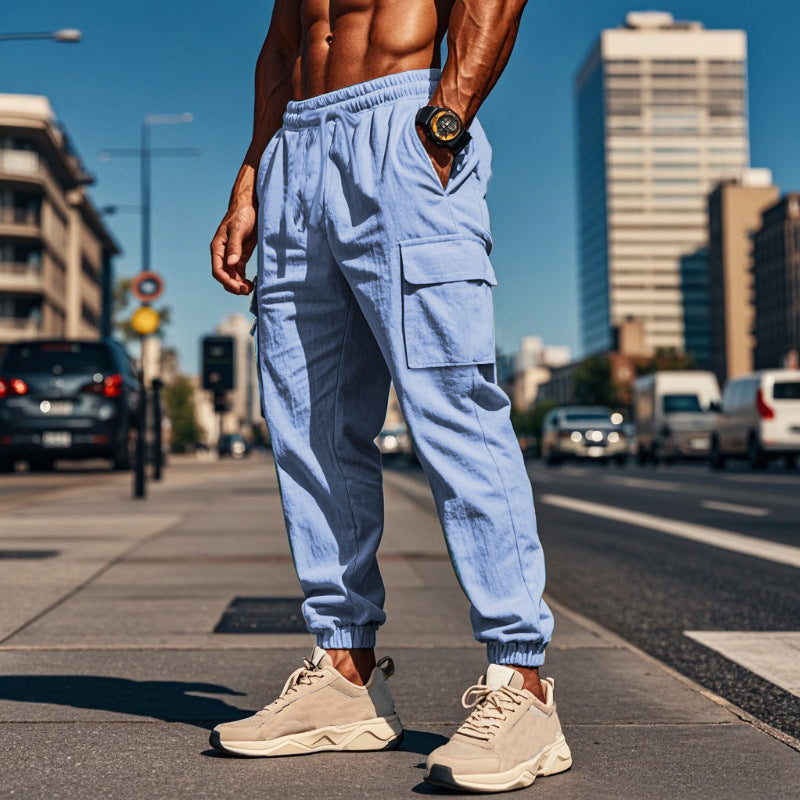 Herren lässige Cargo-Hose mit praktischen Seitentaschen und elastischem Bund Heidi-Mode