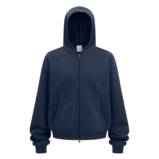 Damen entspannte Kapuzenjacke aus weichem Sweatmaterial mit praktischen Seitentaschen Heidi-Mode