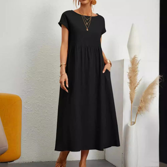 Damen Maxikleid aus leichtem, luftdurchlässigem Stoff Heidi-Mode