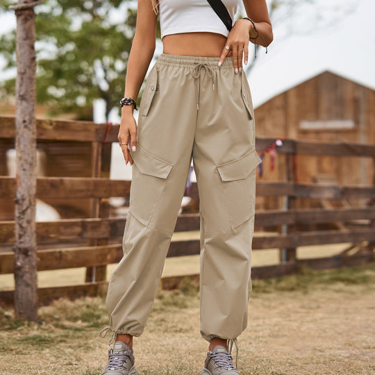 Damen Cargo-Hose mit praktischen Seitentaschen und elastischem Bund Heidi-Mode