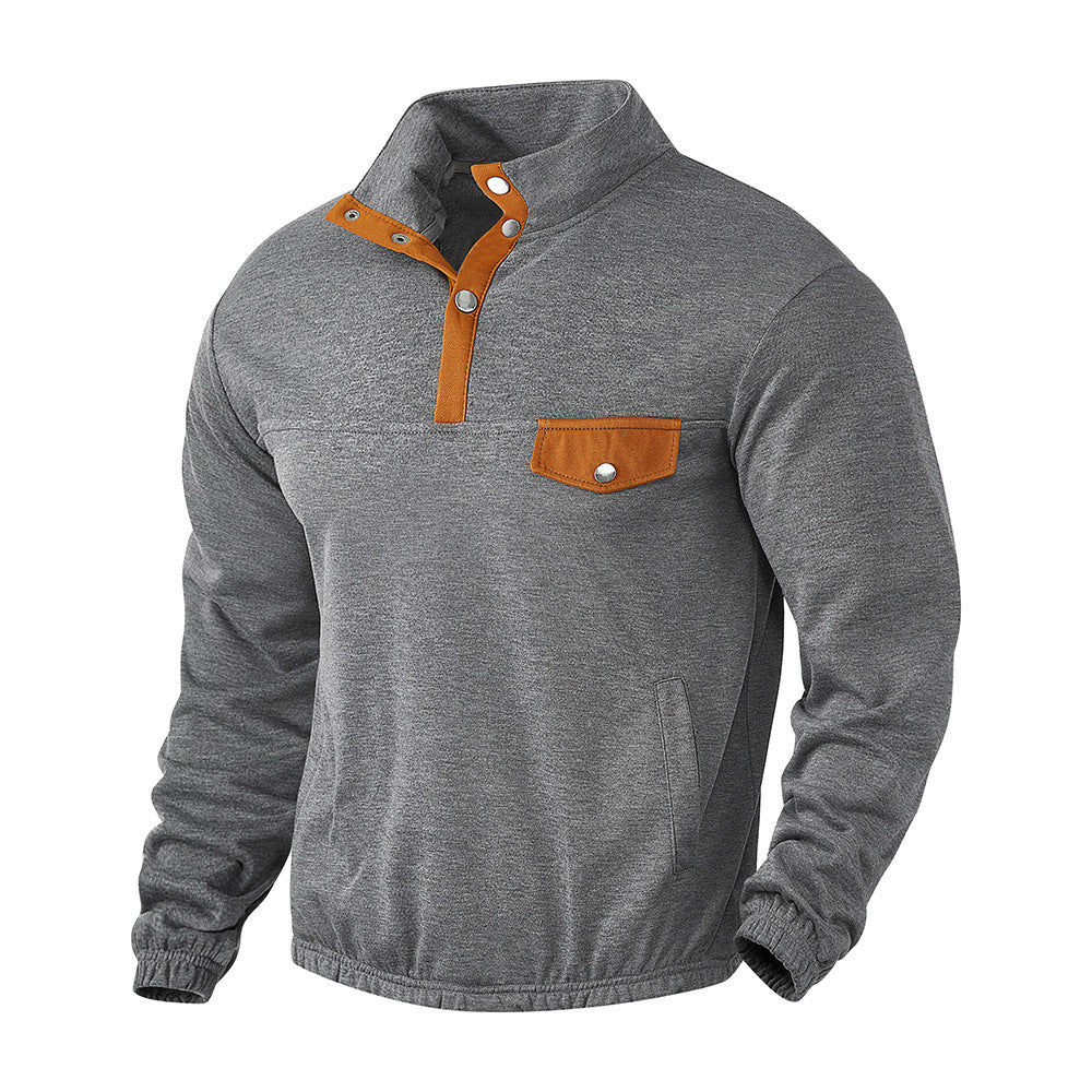 Herren Pullover mit praktischer Knopfleiste und Brusttasche Heidi-Mode