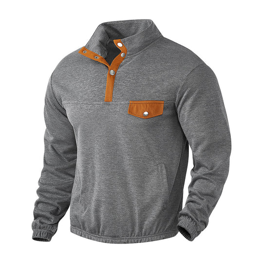 Herren Pullover mit praktischer Knopfleiste und Brusttasche Heidi-Mode
