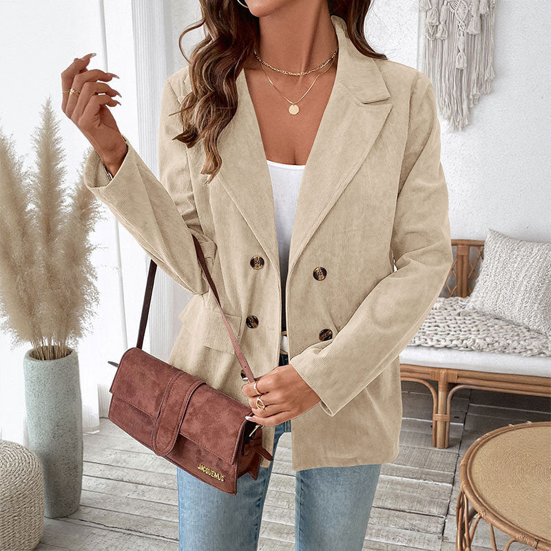 Damen samtiger Blazer mit doppelter Knopfleiste und elegantem Schnitt Heidi-Mode