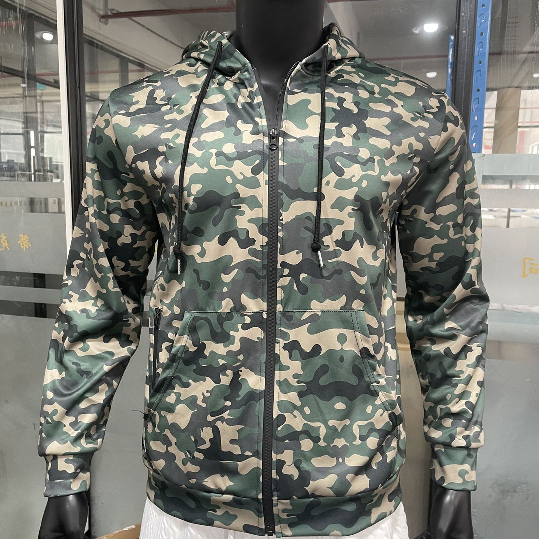 Herren Camouflage-Fleecejacke mit praktischen Taschen und verstellbarem Kordelzug Heidi-Mode