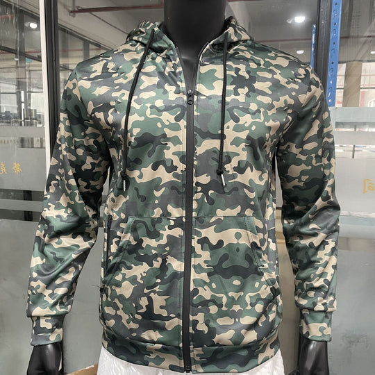 Herren Camouflage-Fleecejacke mit praktischen Taschen und verstellbarem Kordelzug Heidi-Mode