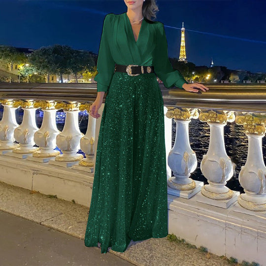 Damen Funkelndes Abendkleid mit elegantem Oberteil und glitzerndem Rock Heidi-Mode