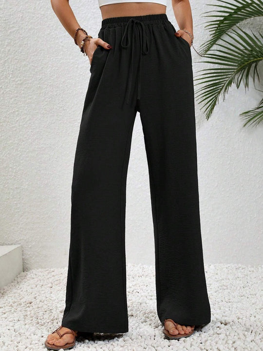 Damen Weite Sommerhose mit elastischem Bund und Tasche Heidi-Mode