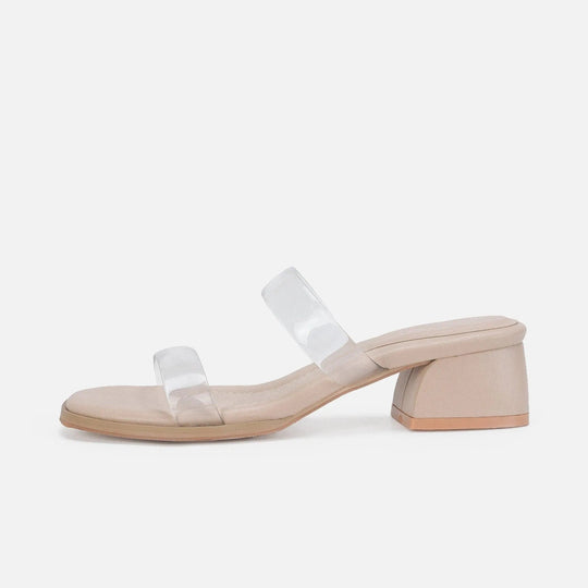 Heidi-Mode | Damen Sandalen mit mittelhohem Absatz transparent