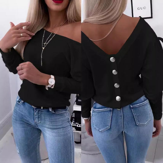Damen Off-Shoulder Freizeit Pullover Top Heidi-Mode