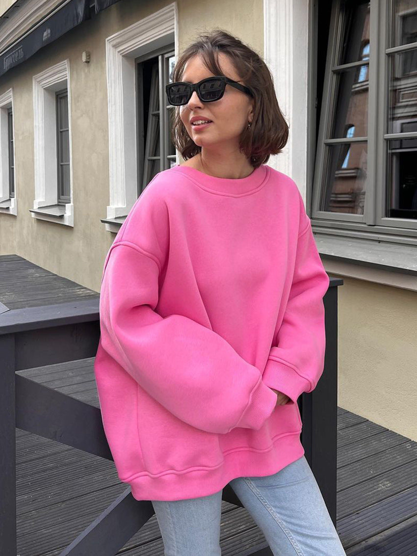 Damen Oversized Sweatshirt im lässigen Stil mit übergroßen Ärmeln und elastischen Bündchen Heidi-Mode