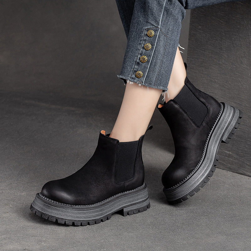 Damen Chunky Chelsea Boots mit robustem Sohlenprofil und elastischen Einsätzen Heidi-Mode