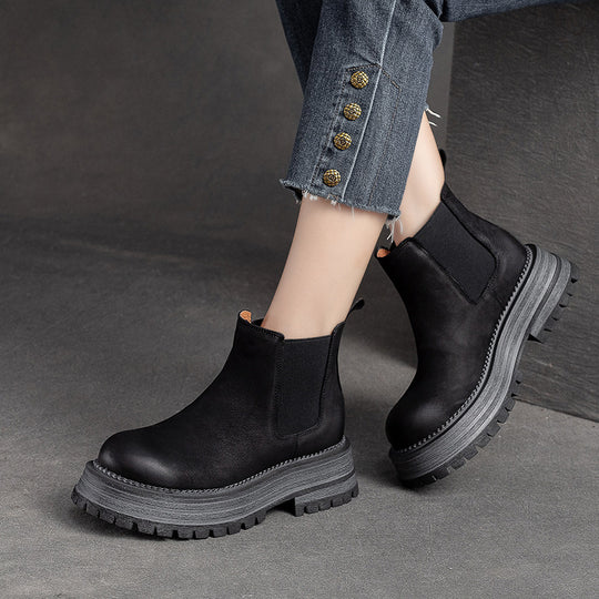 Damen Chunky Chelsea Boots mit robustem Sohlenprofil und elastischen Einsätzen Heidi-Mode