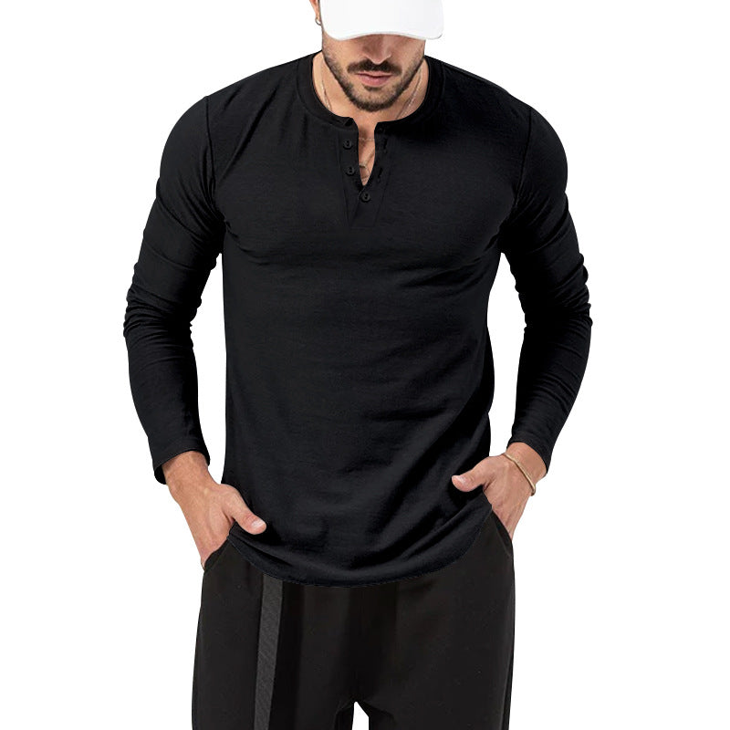 Herren Langarm-Henley-Shirt mit hochwertiger Baumwollmischung und modischen Knopfdetails Heidi-Mode