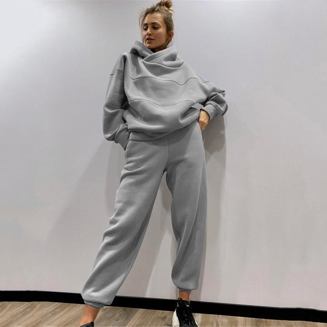 Damen lässiges Hooded Sweatset mit Ziernähten Heidi-Mode