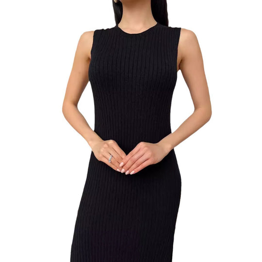 Damen Rippstrick-Midi-Kleid mit Stehkragen Heidi-Mode