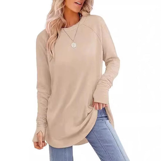 Damen lässiger Langarmshirt mit modernem Schnitt Heidi-Mode