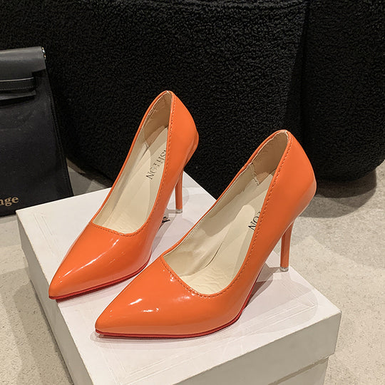 Damen Elegante High Heels mit spitz zulaufender Vorderkappe und transparentem Absatz Heidi-Mode