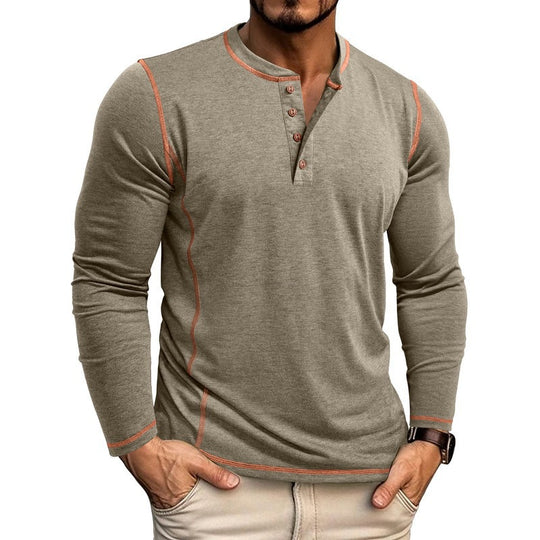 Herren Langarmshirt mit Knopfleiste Heidi-Mode