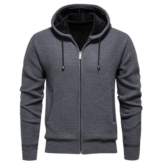 Herren sportliche Fleecejacke mit hohem Kragen und Reißverschluss Heidi-Mode