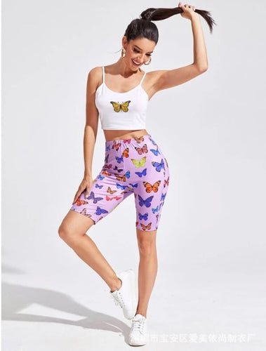 Damen Radhosen mit buntem Schmetterlingsdruck Heidi-Mode