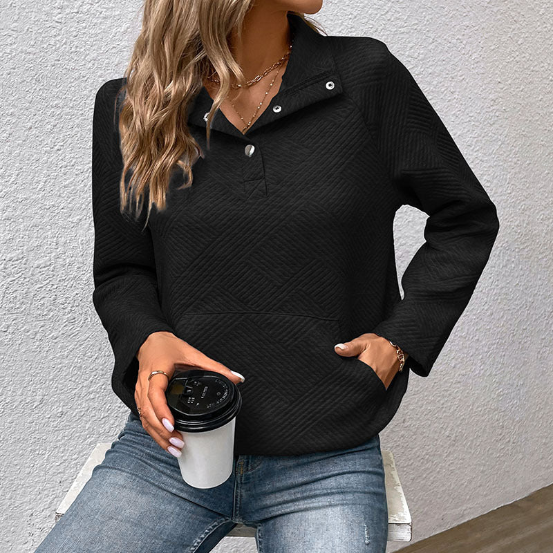 Damen Kapuzenpullover mit strukturiertem Waffelmuster und lässigem Schnitt Heidi-Mode