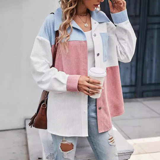 Damen Cordjacke mit Farbblockdesign Heidi-Mode
